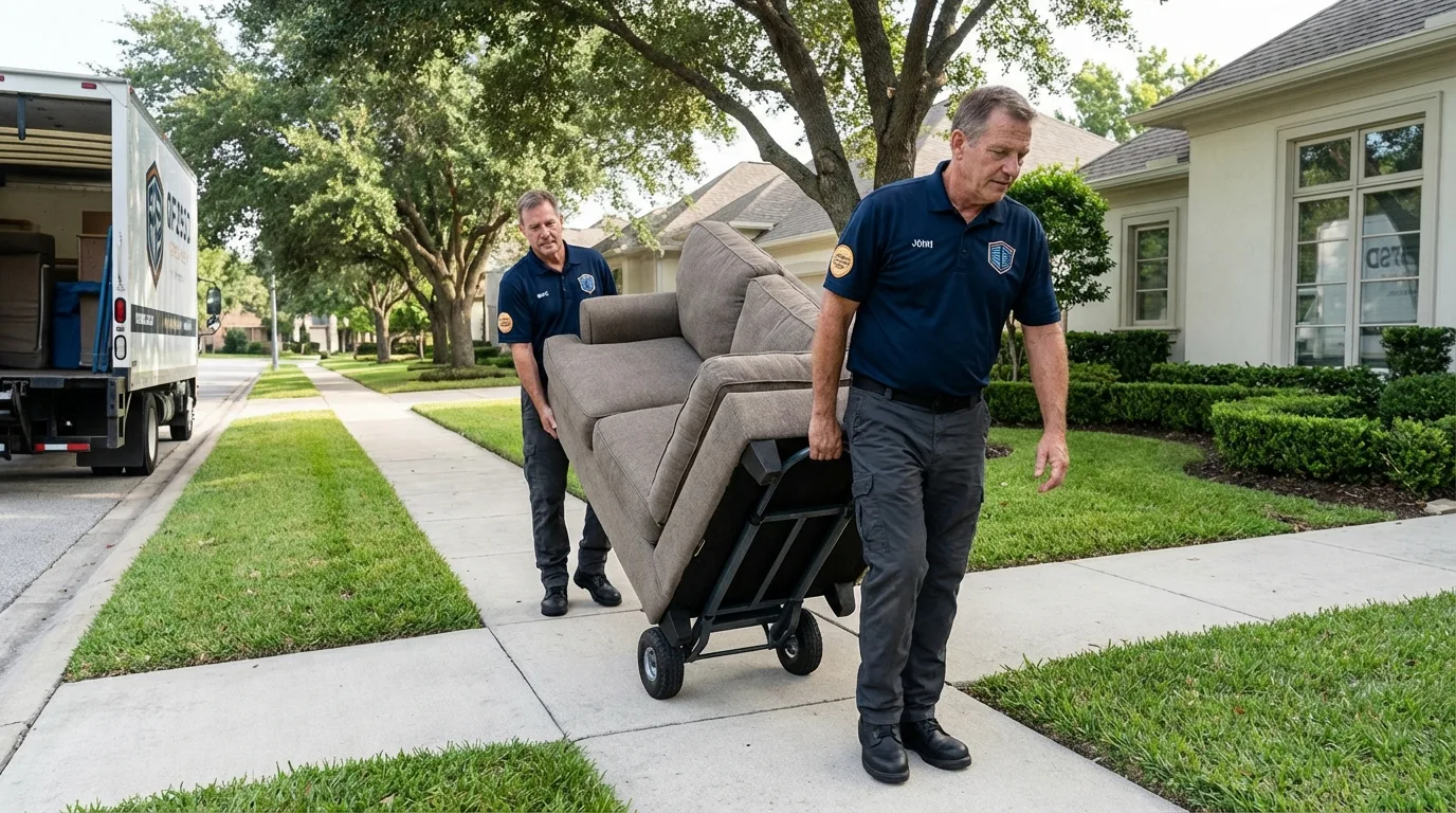 Local residential moving crew loading furniture in Newton, GA