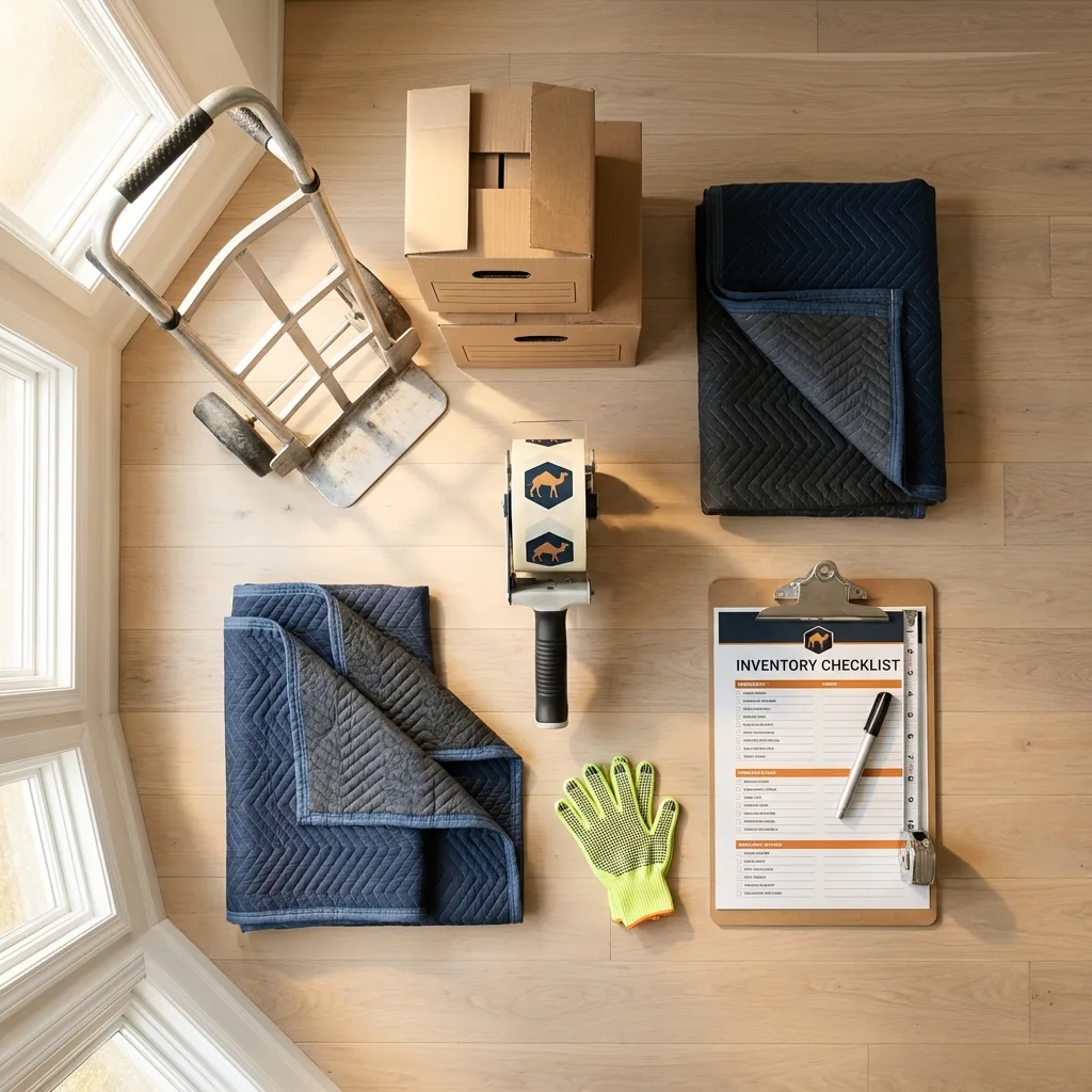 Professional moving supplies and packing materials layout for Newton residential relocations